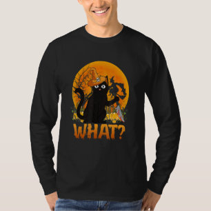 Cat What Black Cat With Knife Halloween Costume T-Shirt