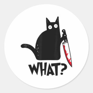 Cat What_ Funny Black Cat  Classic Round Sticker
