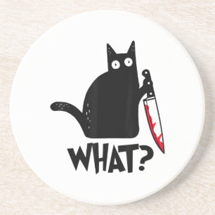 Cat What_ Funny Black Cat  Coaster