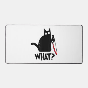 Cat What_ Funny Black Cat  Desk Mat