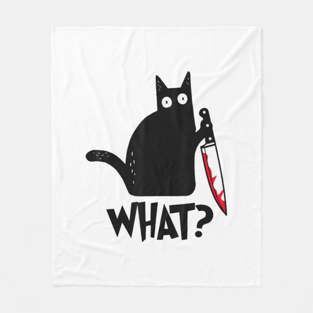 Cat What_ Funny Black Cat  Fleece Blanket (Front)