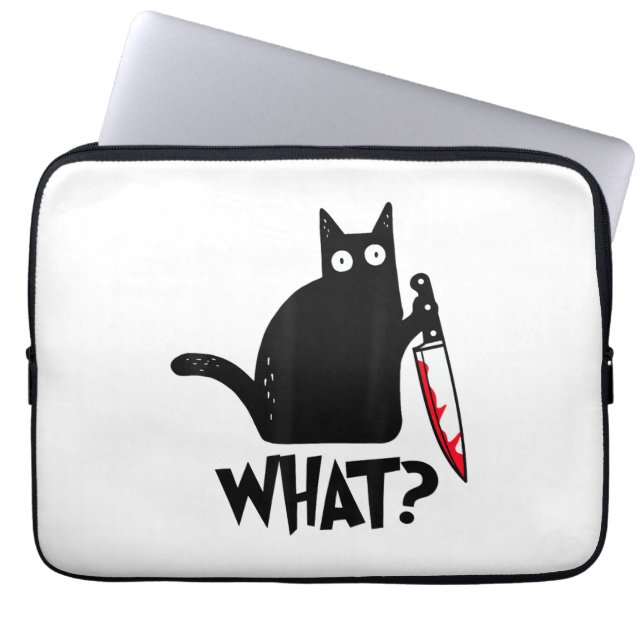 Cat What_ Funny Black Cat  Laptop Sleeve (Front)