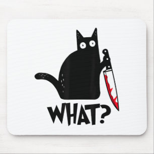 Cat What_ Funny Black Cat Mouse Pad