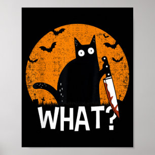 Cat What_ Funny Black Cat Murderous Cat With Knife Poster