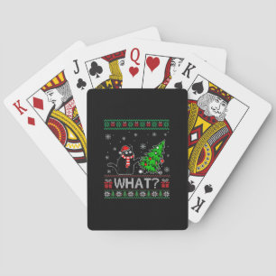 Cat What Funny Black Cat Pushing Christmas Tree Playing Cards