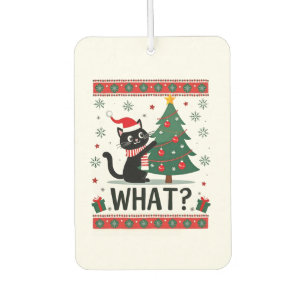 Cat What Funny Black Cat Pushing Christmas Tree Ug Car Air Freshener