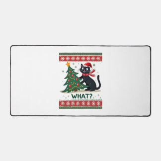 Cat What Funny Black Cat Pushing Christmas Tree Ug Desk Mat