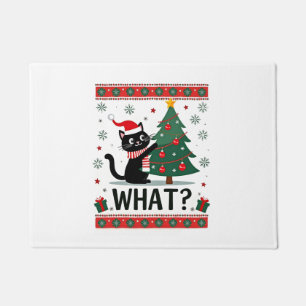 Cat What Funny Black Cat Pushing Christmas Tree Ug Doormat