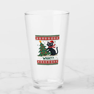 Cat What Funny Black Cat Pushing Christmas Tree Ug Glass