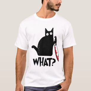 Cat What Funny Black Cat Shirt