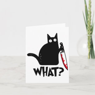 Cat What Funny Black Cat Shirt Card