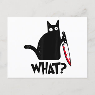 Cat What Funny Black Cat Shirt Murderous Cat With Holiday Postcard