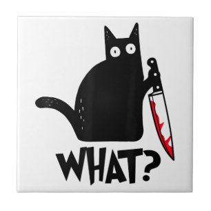 Cat What Funny Black Cat Shirt Murderous Cat With Tile