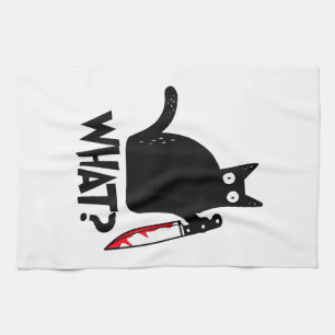 Cat What_ Funny Black Cat Tea Towel