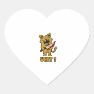 Cat what _ Funny creepy cat With Knife  Heart Sticker