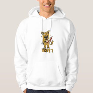 Cat what _ Funny creepy cat With Knife Hoodie