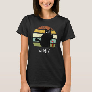 Cat What Funny Halloween Black Cat with Knife T-Shirt