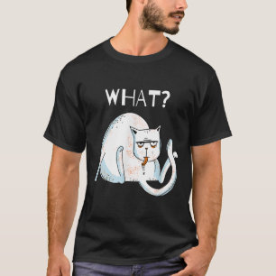 Cat What Funny Tomcat Licking Kitty Gift Mom Teen  T-Shirt