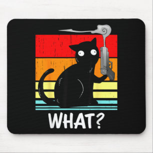 Cat What_ Murderous Black Cat With Gun Halloween Mouse Pad