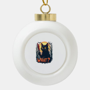 Cat What Murderous Black Cat With Knife Costume Ha Ceramic Ball Christmas Ornament