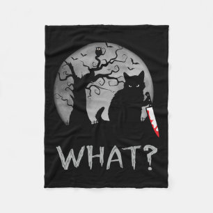 Cat What Murderous Black Cat With Knife Costume Ha Fleece Blanket