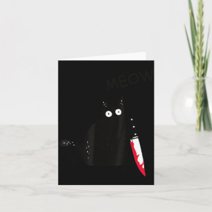 Cat What_ Murderous Black Cat With Knife Halloween Card