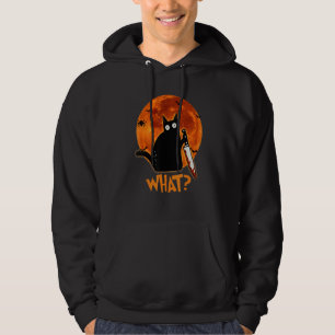 Cat What Murderous Black Cat With Knife Halloween  Hoodie