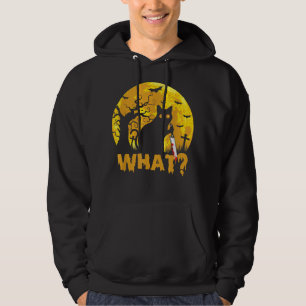 CAT WHAT Murderous Black Cat with Knife Halloween Hoodie