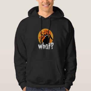 CAT WHAT Murderous Black Cat with Knife Halloween Hoodie