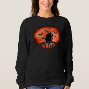 Cat What Murderous Black Cat With Knife Halloween Sweatshirt