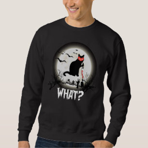 Cat What Murderous Black Cat With Knife Halloween Sweatshirt