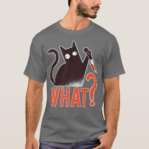 Cat What Murderous Black Cat With Knife Halloween T-Shirt