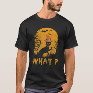 Cat What  Murderous Black Cat With Knife Halloween T-Shirt