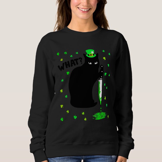 Cat What Murderous Black Cat With Knife St Patrick Sweatshirt (Front)