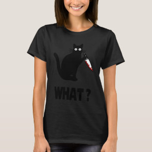 Cat What Murderous Black Cat With Knife T-Shirt