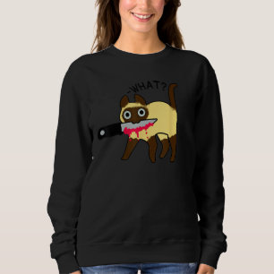 Cat What Murderous Siamese Cat With Knife Hallowee Sweatshirt