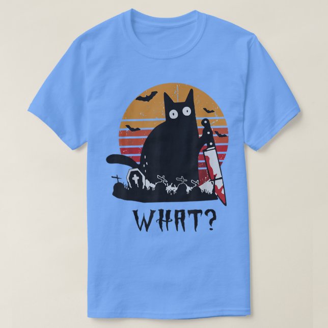 Cat What Shirt Funny Black Cat With Knife Killer H (Design Front)