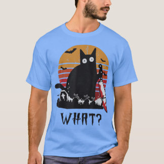 Cat What Shirt Funny Black Cat With Knife Killer H