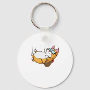 Cat when parachuting with parachute key ring