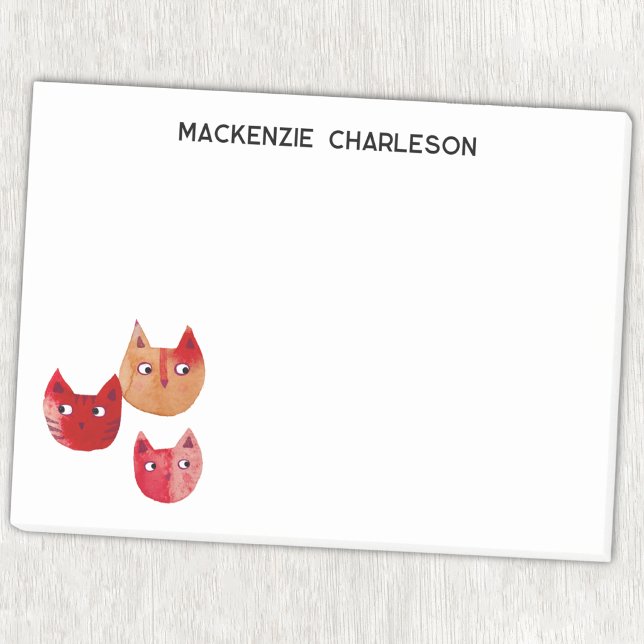 Cat whimsical Fun Personalised Name Post-it Notes (Creator Uploaded)