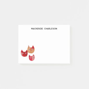 Cat whimsical Fun Personalised Name Post-it Notes