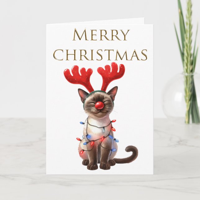 Cat Whimsy Funny Cat Christmas  Card (Front)