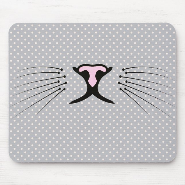 Cat Whiskers on Polka Dots Mouse Pad (Front)