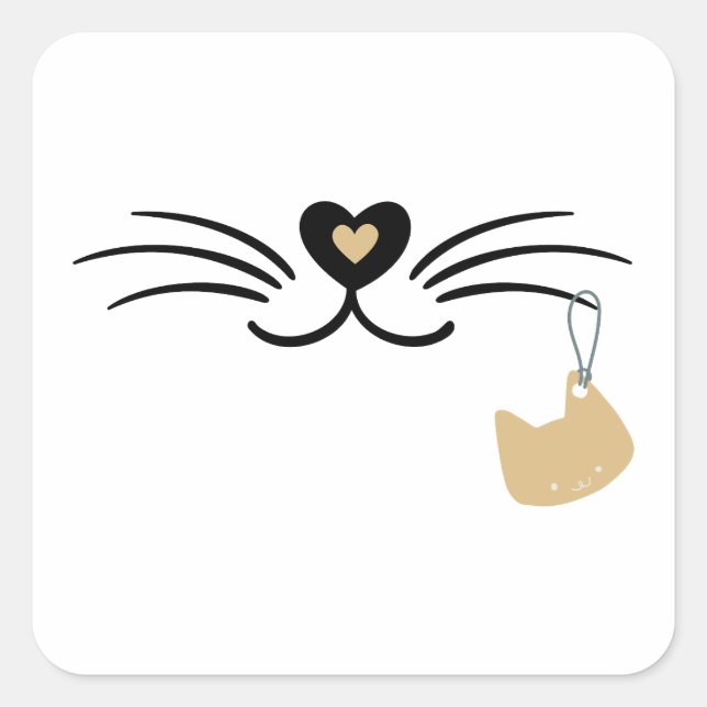 Cat whiskers square sticker (Front)