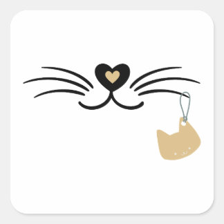 Cat whiskers square sticker