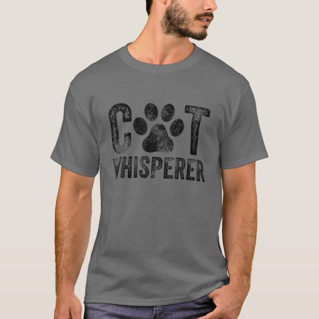 Cat Whisperer Funny Kitten Fur Mum Dad Lover Vinta T-Shirt (Front)