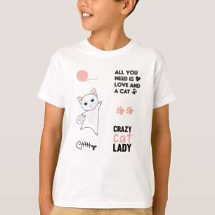 Cat White Cats Pink Sayings Sticker Pack Paws T-Shirt