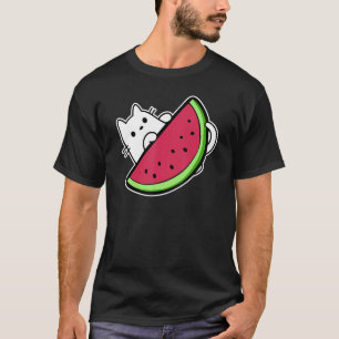 Cat white under sweet watermelon slice T-Shirt