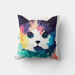 Cat Wild Nature Animal Color Art Painting Cushion