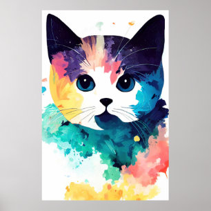 Cat Wild Nature Animal Color Art Painting Poster